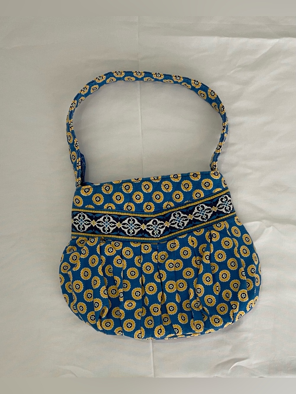 Blue and Yellow Vera Bradley Floral Quilted Shoulder Bag